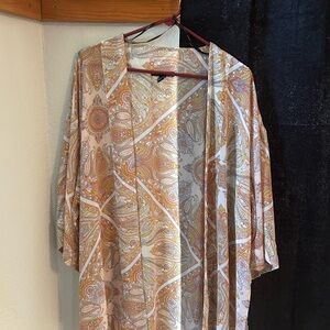 Forever 21 Paisley Print Kimono in Orange and Cream